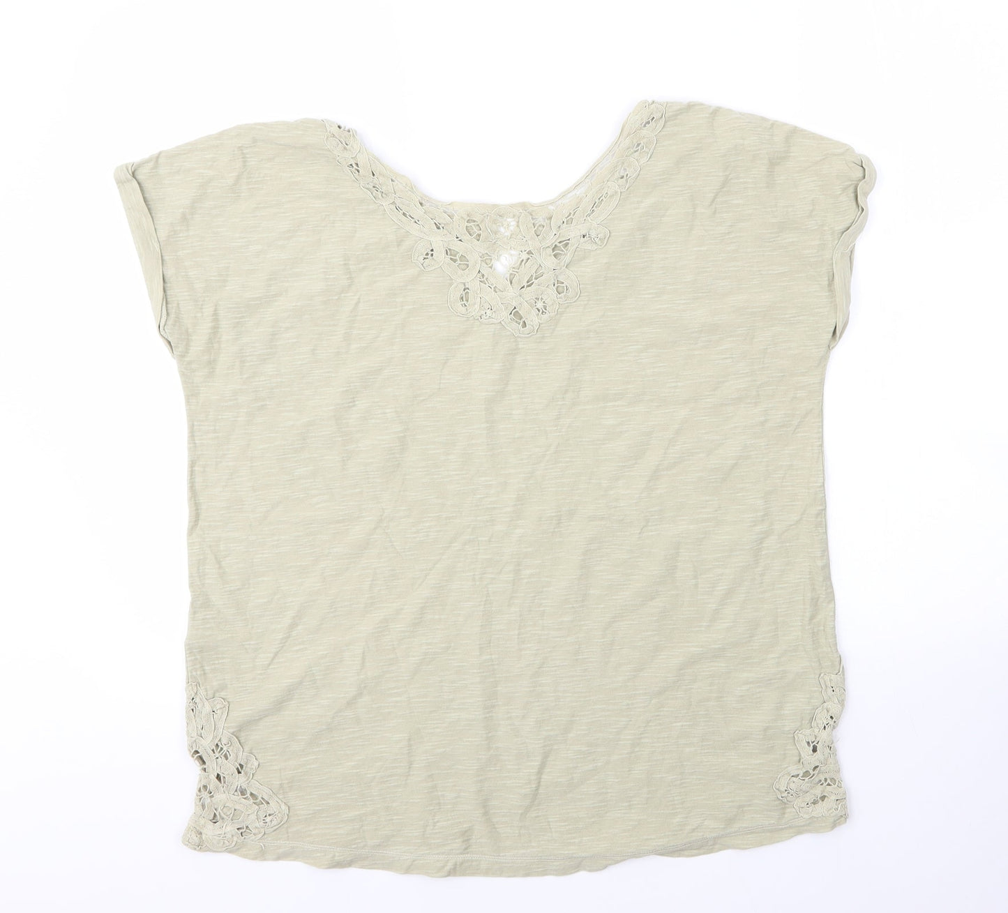 NEXT Womens Green  Cotton Basic T-Shirt Size 12 Round Neck