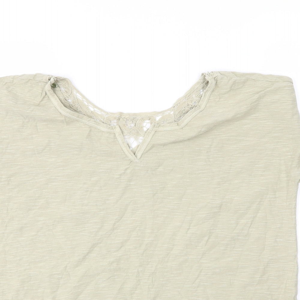 NEXT Womens Green  Cotton Basic T-Shirt Size 12 Round Neck