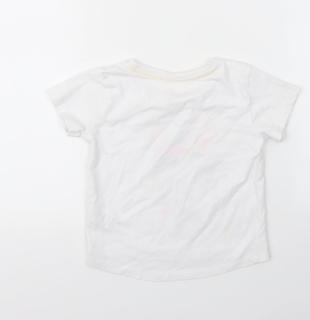 Matalan Girls White  Cotton Basic T-Shirt Size 12 Months Round Neck