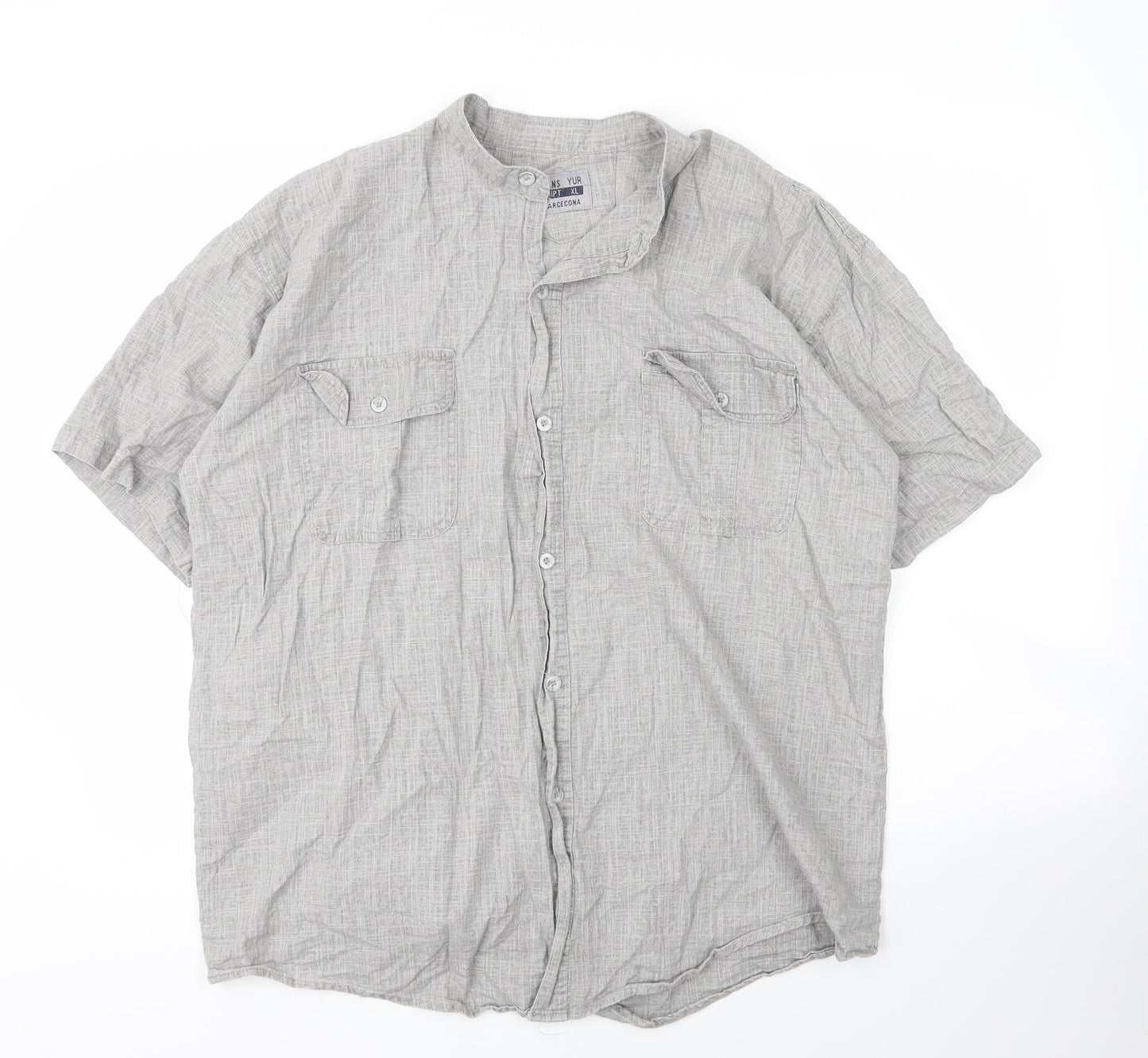 Jeans Yur Barceona Mens Grey  Cotton  Button-Up Size XL Round Neck Button