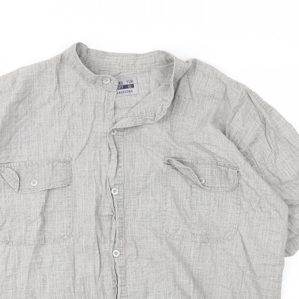Jeans Yur Barceona Mens Grey  Cotton  Button-Up Size XL Round Neck Button