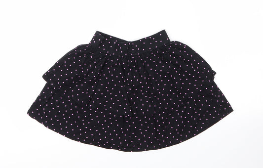 George Girls Black  Cotton A-Line Skirt Size 7 Years  Regular