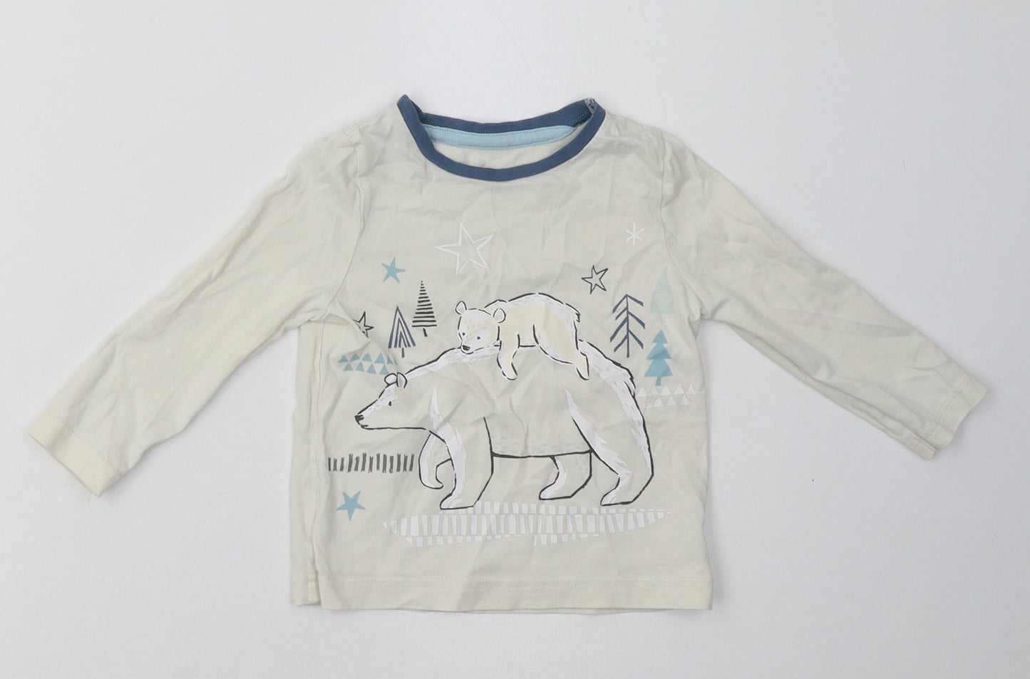 Nutmeg Boys White  Cotton Basic Casual Size 2 Years Crew Neck Pullover - Polar Bear