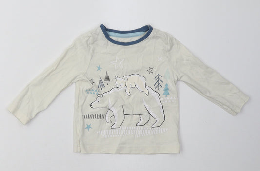 Nutmeg Boys White  Cotton Basic Casual Size 2 Years Crew Neck Pullover - Polar Bear
