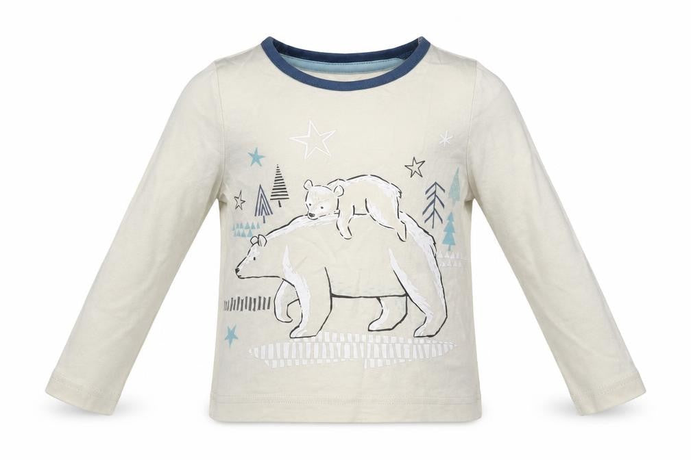 Nutmeg Boys White  Cotton Basic Casual Size 2 Years Crew Neck Pullover - Polar Bear