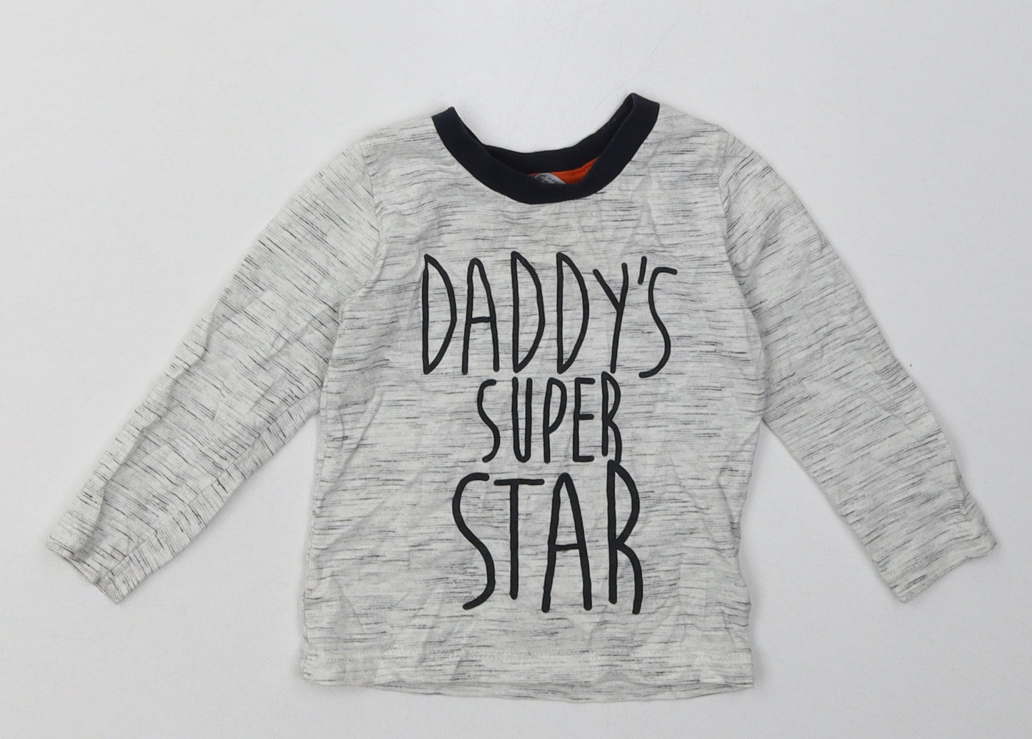 Primark Boys Grey  Cotton Basic Casual Size 12-18 Months Crew Neck Pullover - daddys superstar