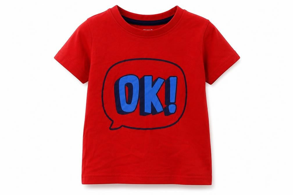 Primark Boys Red  Cotton Basic T-Shirt Size 12-18 Months Crew Neck Pullover - OK