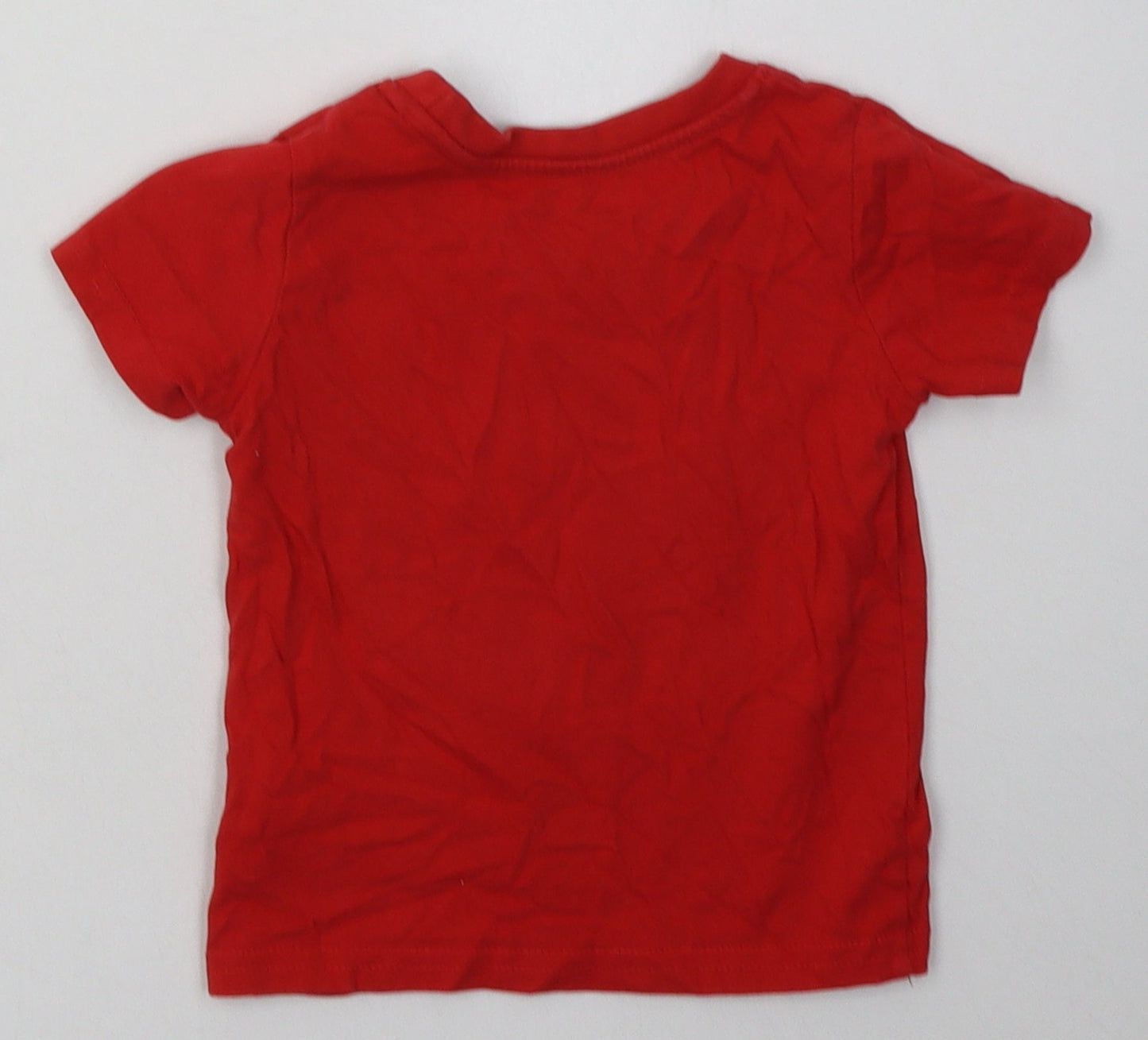 Primark Boys Red  Cotton Basic T-Shirt Size 12-18 Months Crew Neck Pullover - OK
