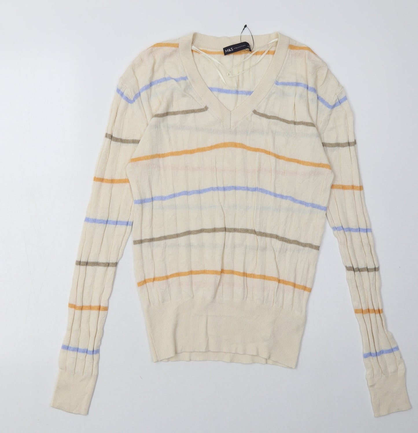 Marks and Spencer Womens Beige Striped Viscose Pullover Sweatshirt Size S  Pullover