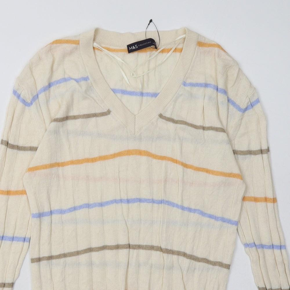Marks and Spencer Womens Beige Striped Viscose Pullover Sweatshirt Size S  Pullover