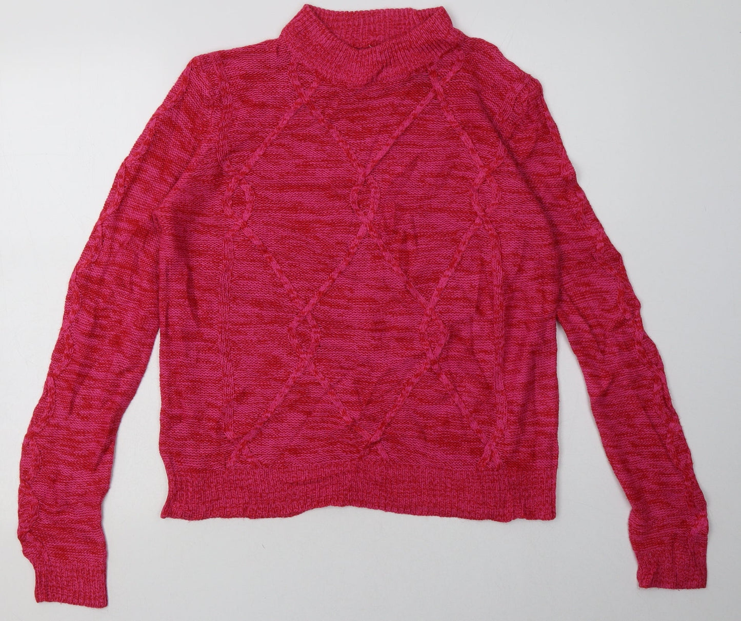 Matalan Womens Pink Argyle/Diamond Acrylic Pullover Sweatshirt Size L  Pullover
