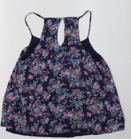 Oasis Womens Purple Floral Polyester Basic Tank Size S Scoop Neck