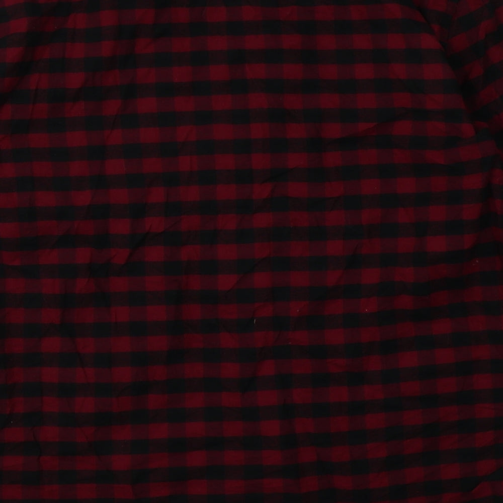 Hollister Mens Red Check Cotton  Polo Size S Collared Button - muscle fit