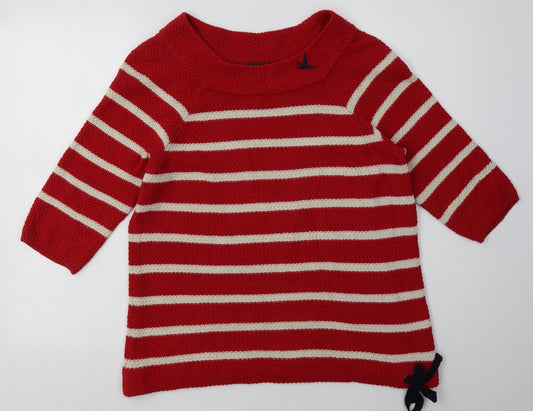 Marks and Spencer Womens Red Striped Cotton Pullover Sweatshirt Size 12  Pullover