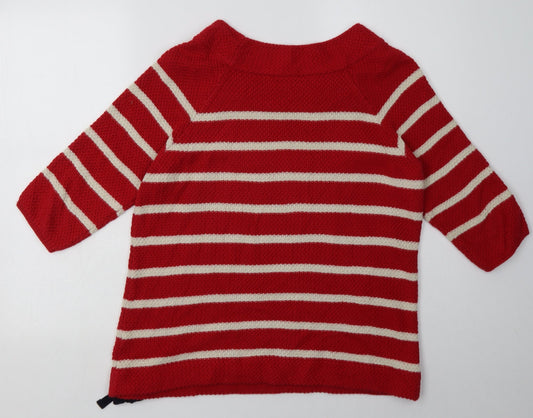 Marks and Spencer Womens Red Striped Cotton Pullover Sweatshirt Size 12  Pullover