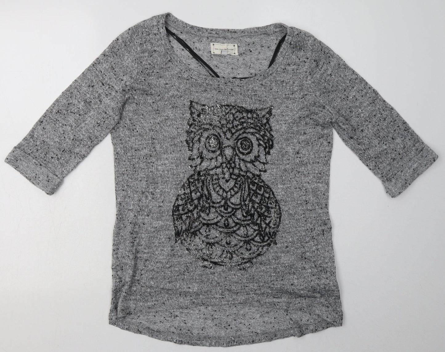 New Look Womens Grey Animal Print Polyester Pullover Sweatshirt Size 12  Pullover - Owl