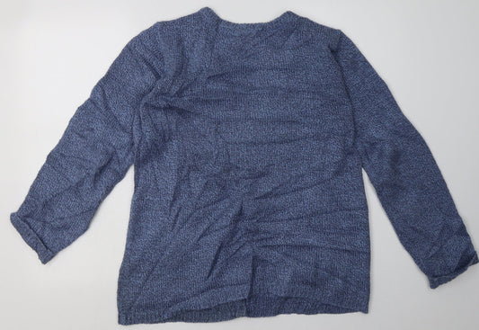 BM Womens Blue V-Neck  Acrylic Cardigan Jumper Size S