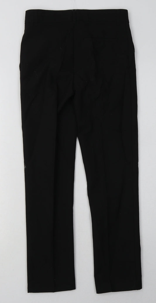 Marks and Spencer Boys Black Polyester Capri Trousers Size 11-12 Years Slim Hook & Eye - School Wear