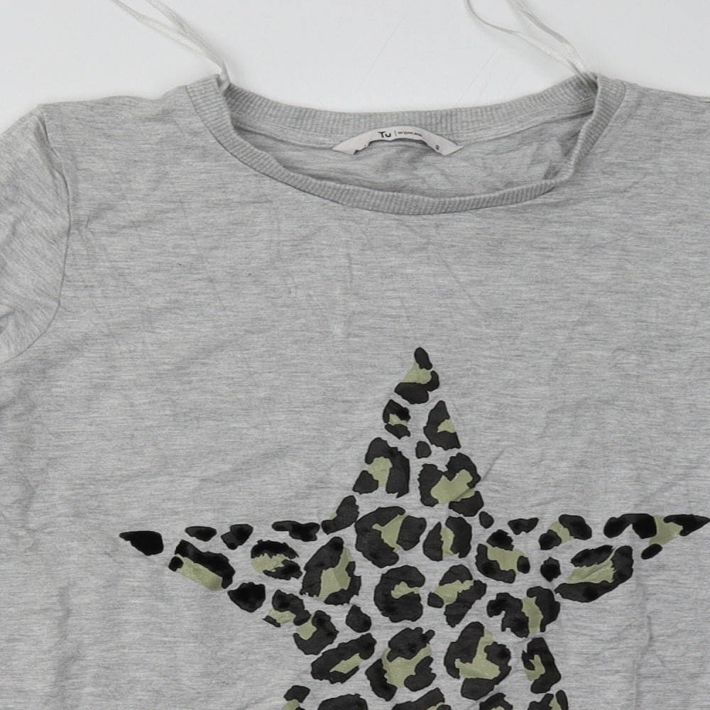 sainsburys Womens Grey Animal Print Cotton Pullover Sweatshirt Size 8  Pullover - Star Print