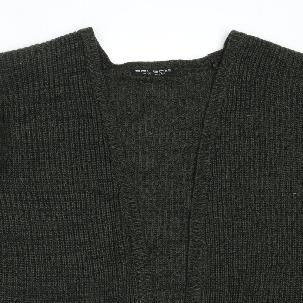 Select Womens Green Round Neck  Acrylic Cardigan Jumper Size 14