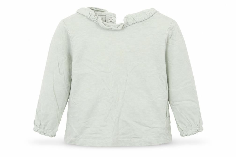 TU Girls Green  Cotton Basic T-Shirt Size 9-12 Months Round Neck