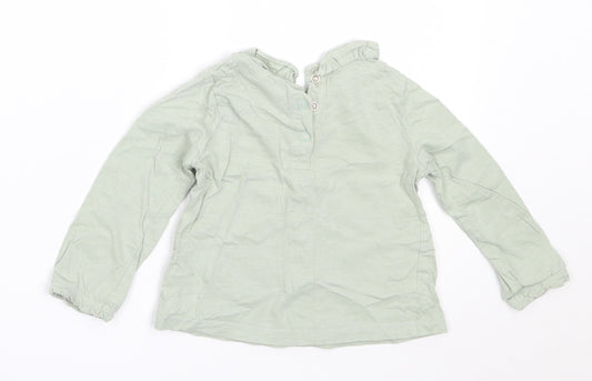 TU Girls Green  Cotton Basic T-Shirt Size 9-12 Months Round Neck