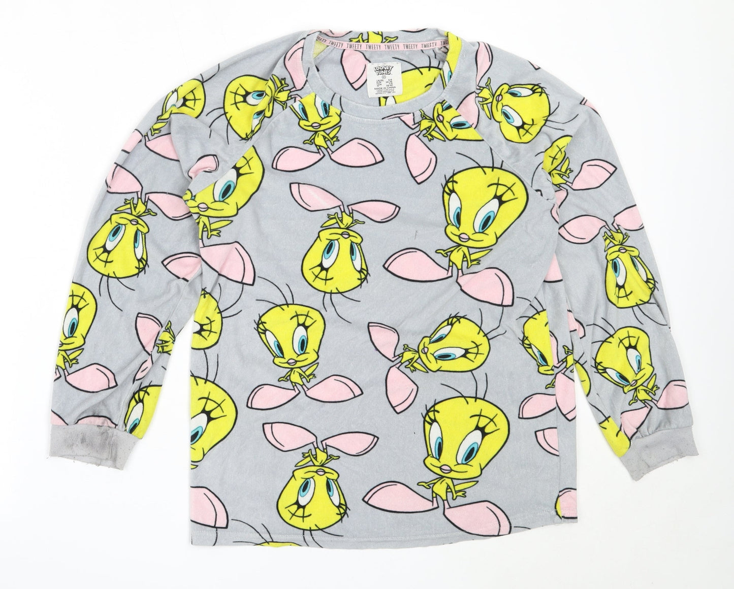 Primark Womens Grey Solid Polyester Top Pyjama Top Size XS   - Looney Tunes
