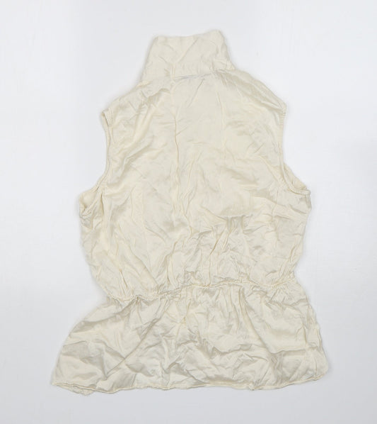 NEXT Womens Ivory  Viscose Basic Blouse Size 14 Collared