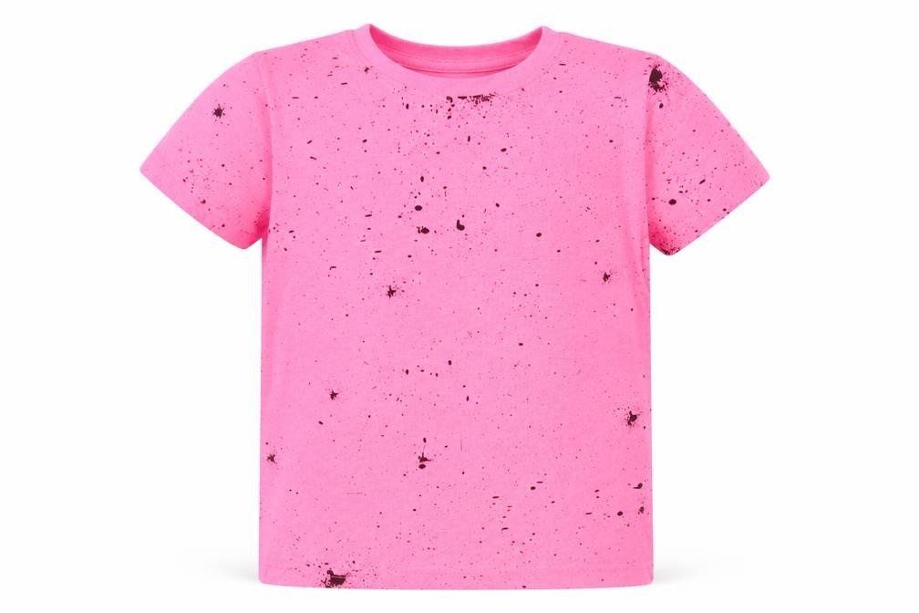 Pimark Girls Pink Polka Dot Polyester Basic T-Shirt Size 7-8 Years Round Neck