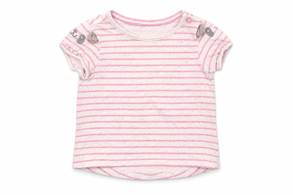 Mothercare Girls Multicoloured Striped Cotton Basic T-Shirt Size 6-9 Months Round Neck