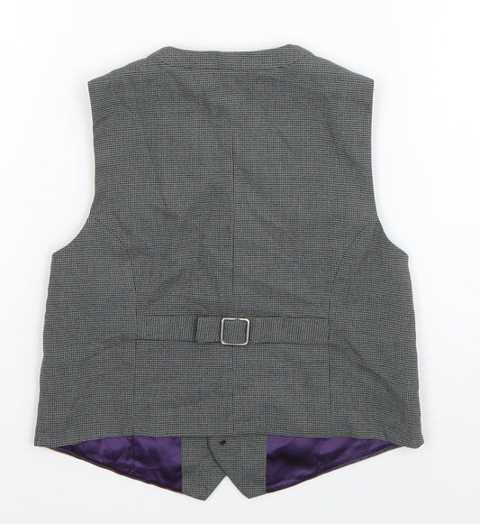 Monsoon Boys Grey Houndstooth  Jacket Waistcoat Size 4-5 Years  Button