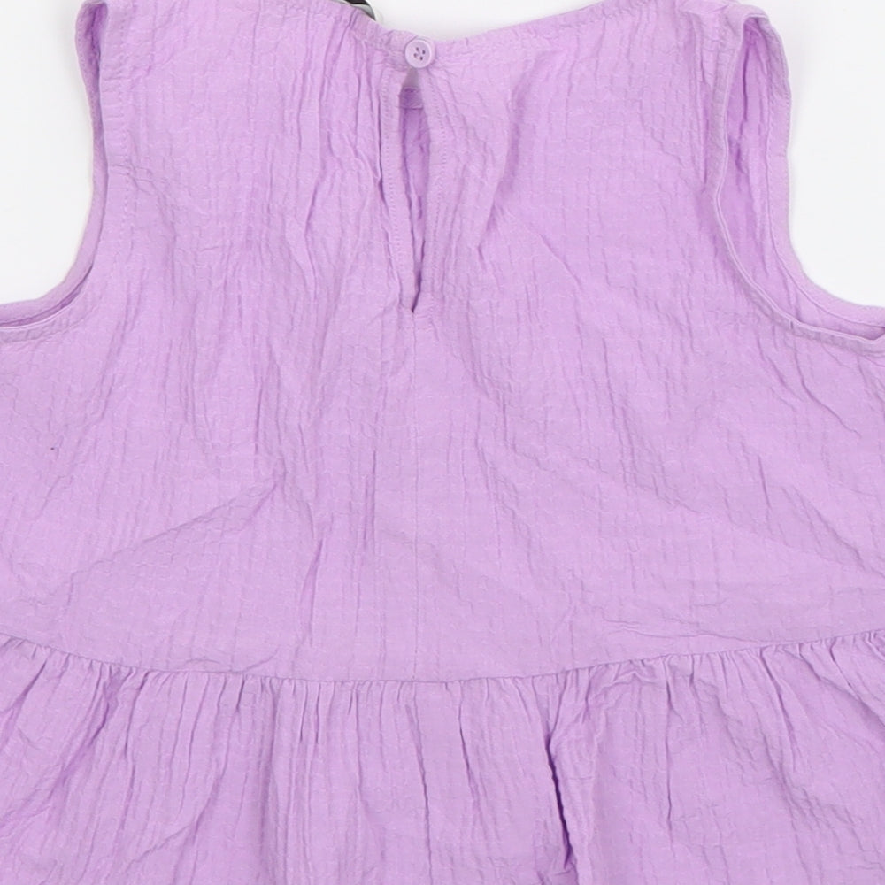 George Girls Purple  Cotton Basic Tank Size 7-8 Years Boat Neck Pullover
