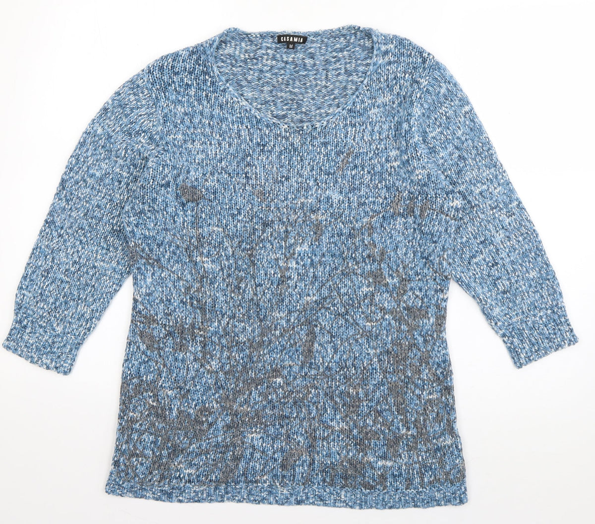 Casamia Womens Blue Scoop Neck Acrylic Pullover Jumper Size M