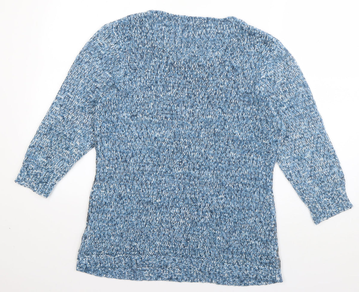 Casamia Womens Blue Scoop Neck Acrylic Pullover Jumper Size M