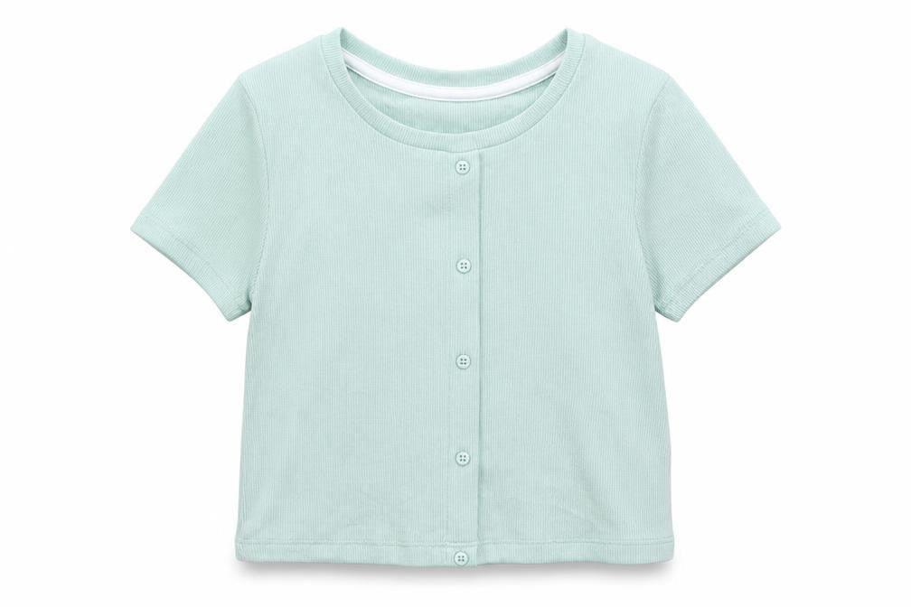 George Girls Green  Cotton Basic T-Shirt Size 6-7 Years Round Neck Pullover