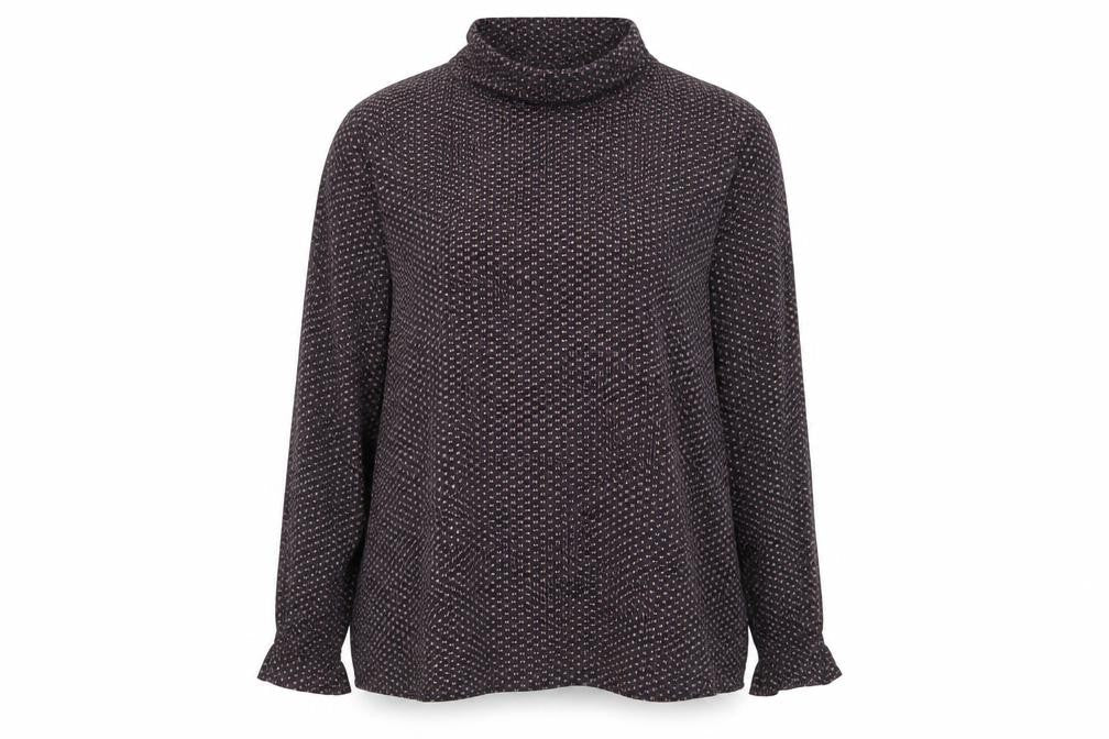 ESPRIT Womens Grey Polka Dot Viscose Basic Blouse Size 18 Roll Neck