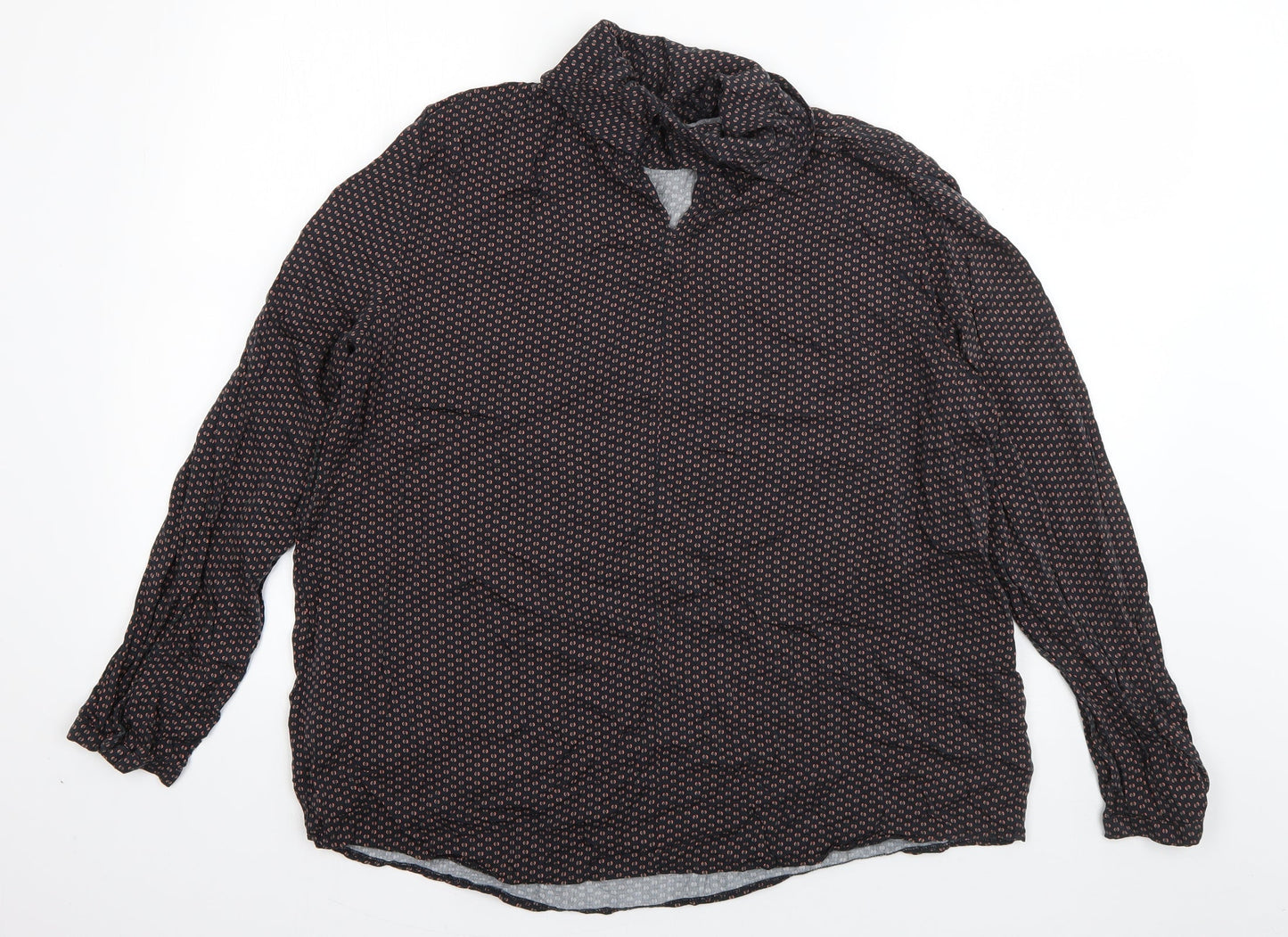 Espirit Womens Grey Polka Dot Viscose Basic Blouse Size 18 Roll Neck