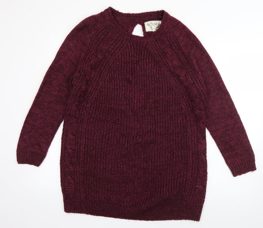 New Look Womens Purple Crew Neck  Acrylic Pullover Jumper Size M