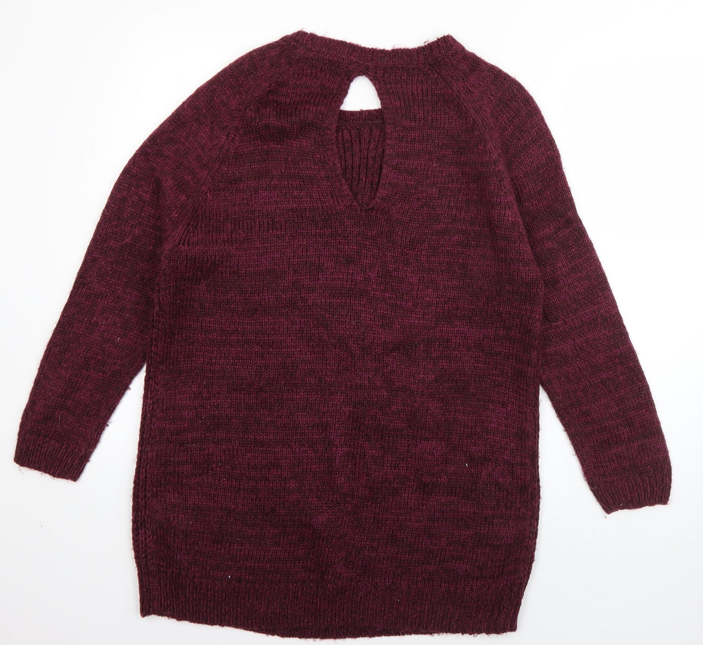 New Look Womens Purple Crew Neck  Acrylic Pullover Jumper Size M
