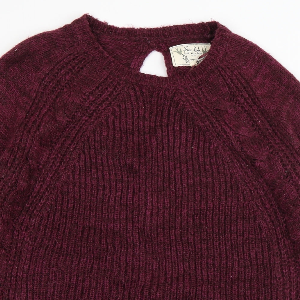 New Look Womens Purple Crew Neck  Acrylic Pullover Jumper Size M