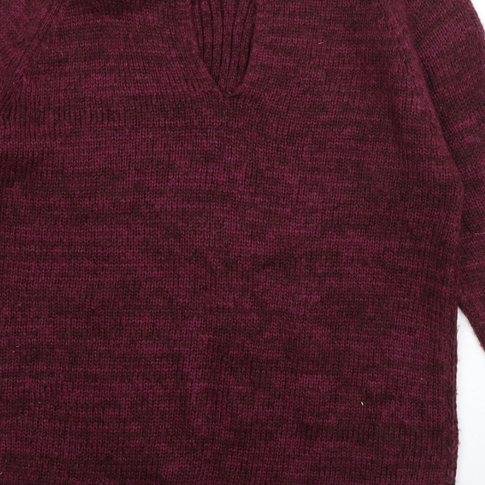 New Look Womens Purple Crew Neck  Acrylic Pullover Jumper Size M