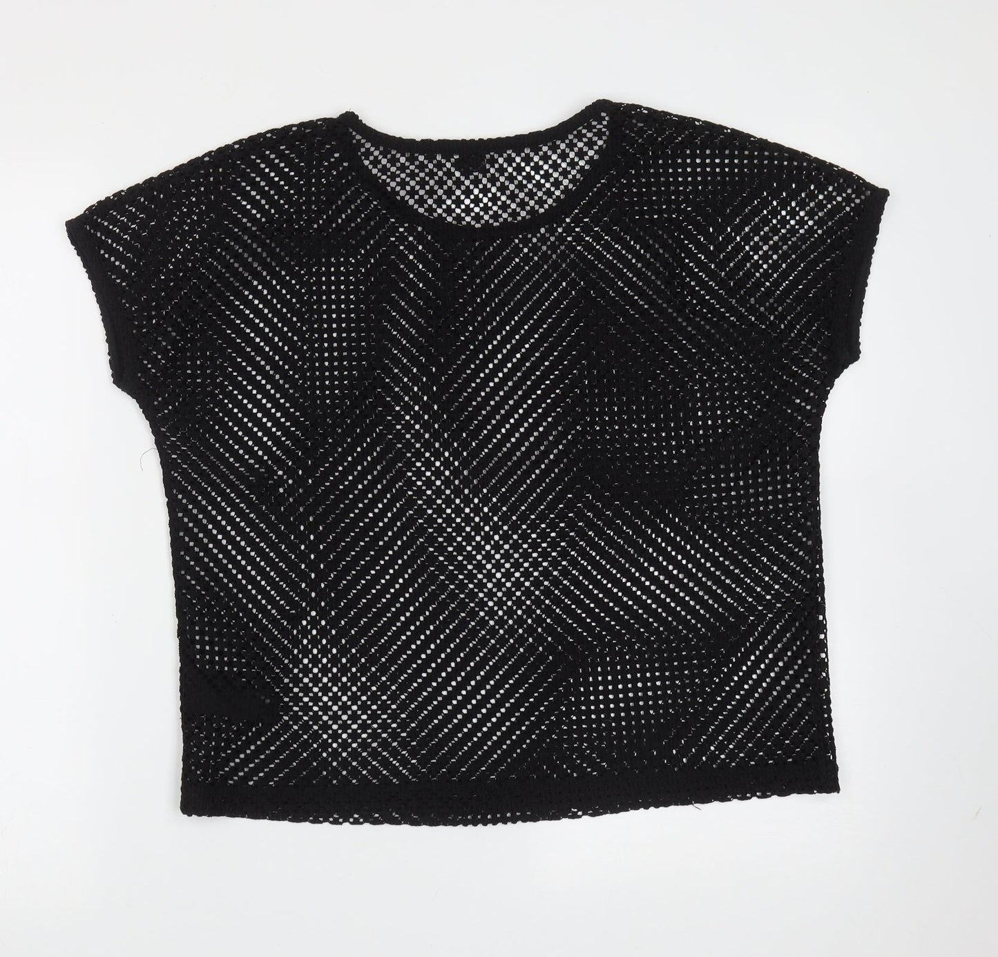 ESMARA Womens Black Round Neck Geometric Polyester Pullover Jumper Size S