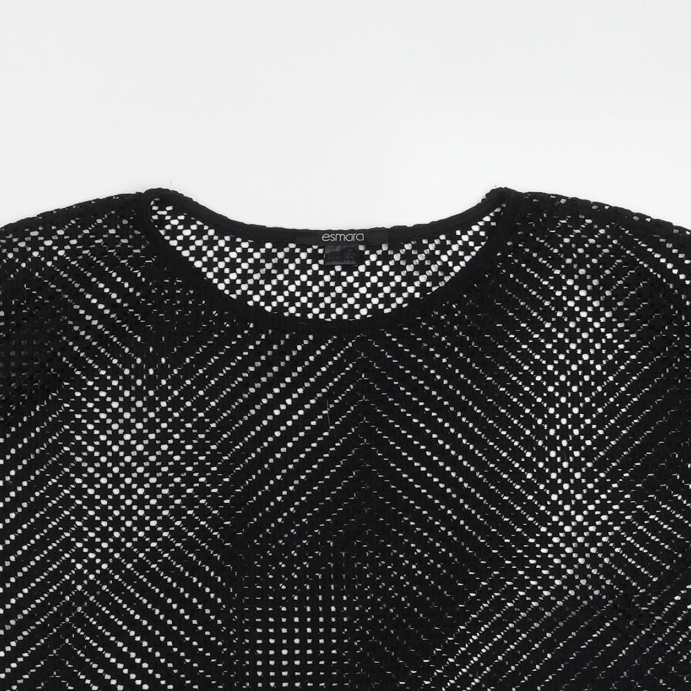 ESMARA Womens Black Round Neck Geometric Polyester Pullover Jumper Size S
