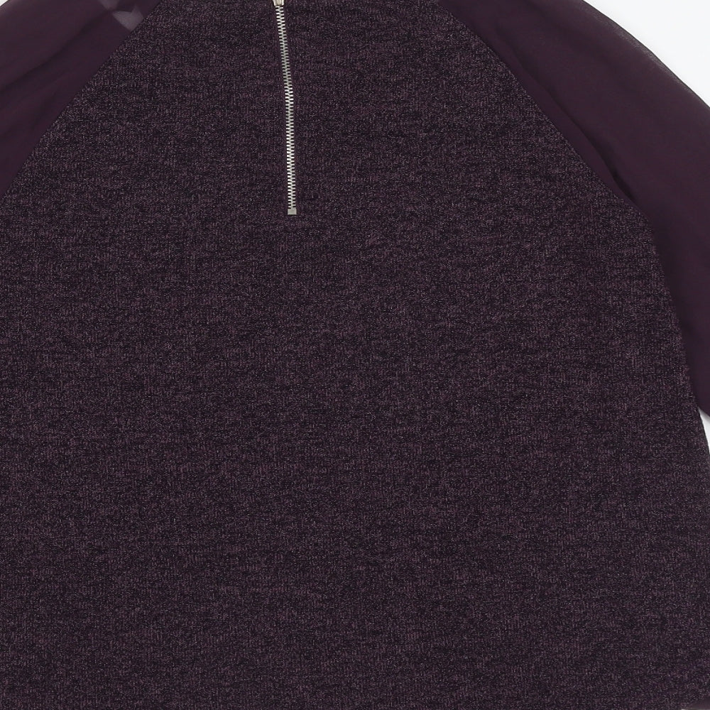 New Look Womens Purple Round Neck  Polyester Pullover Jumper Size 6