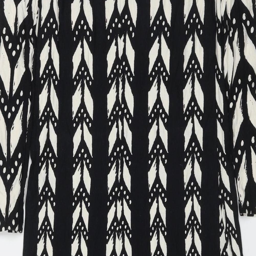 Preworn Womens Black Geometric Viscose Shift  Size 8  Round Neck