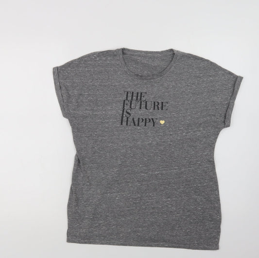 Matalan Womens Grey  Polyester Basic T-Shirt Size 10 Crew Neck