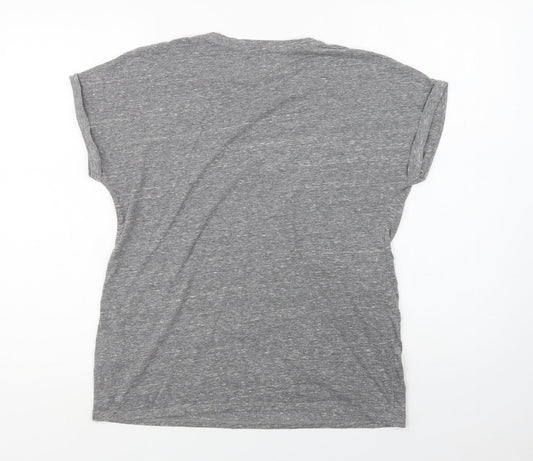 Matalan Womens Grey  Polyester Basic T-Shirt Size 10 Crew Neck