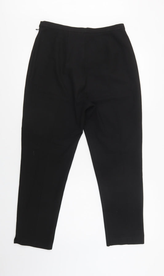 Preworn Womens Black  Polyester Dress Pants Trousers Size 14 L27 in Regular Zip