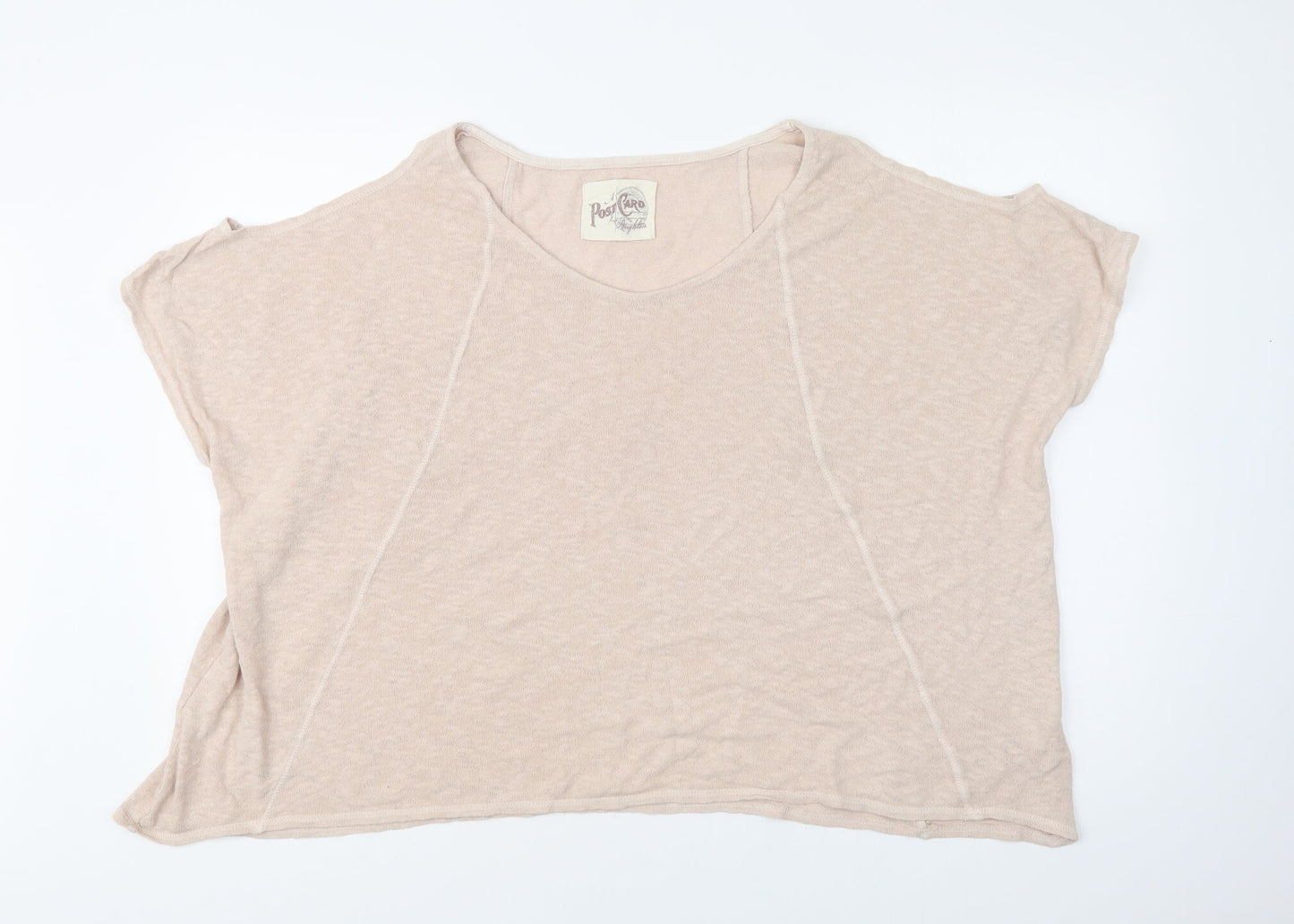 A Postcard From Brighton Womens Pink  Cotton Basic Blouse Size L Crew Neck