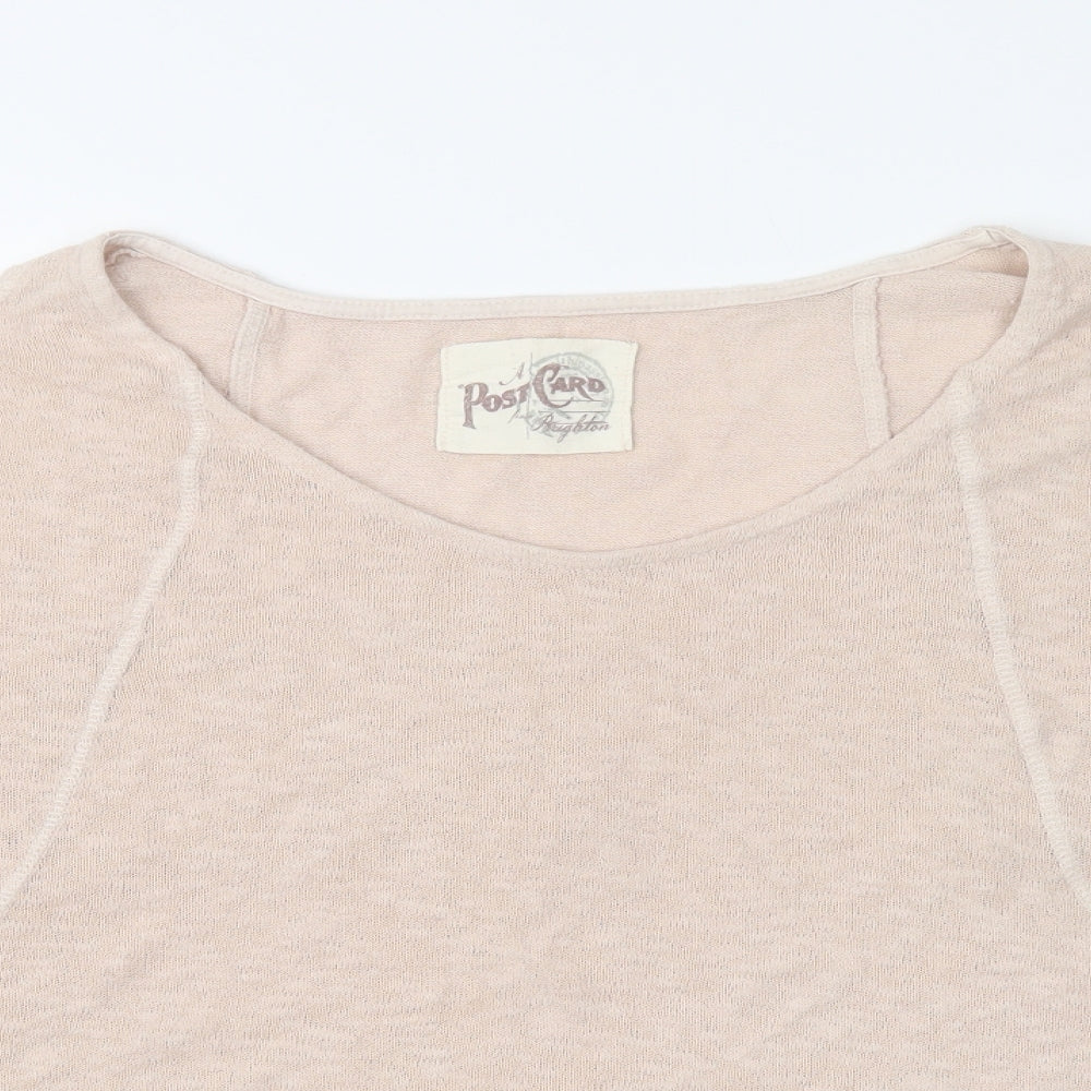 A Postcard From Brighton Womens Pink  Cotton Basic Blouse Size L Crew Neck